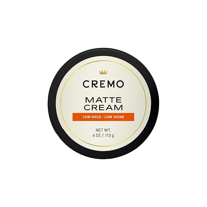 Cremo Hair Styling Matte Cream, Premium Barber Grade, Light Hold, Low Shine, Hair Cream and Hair Products For Men, 4 Oz