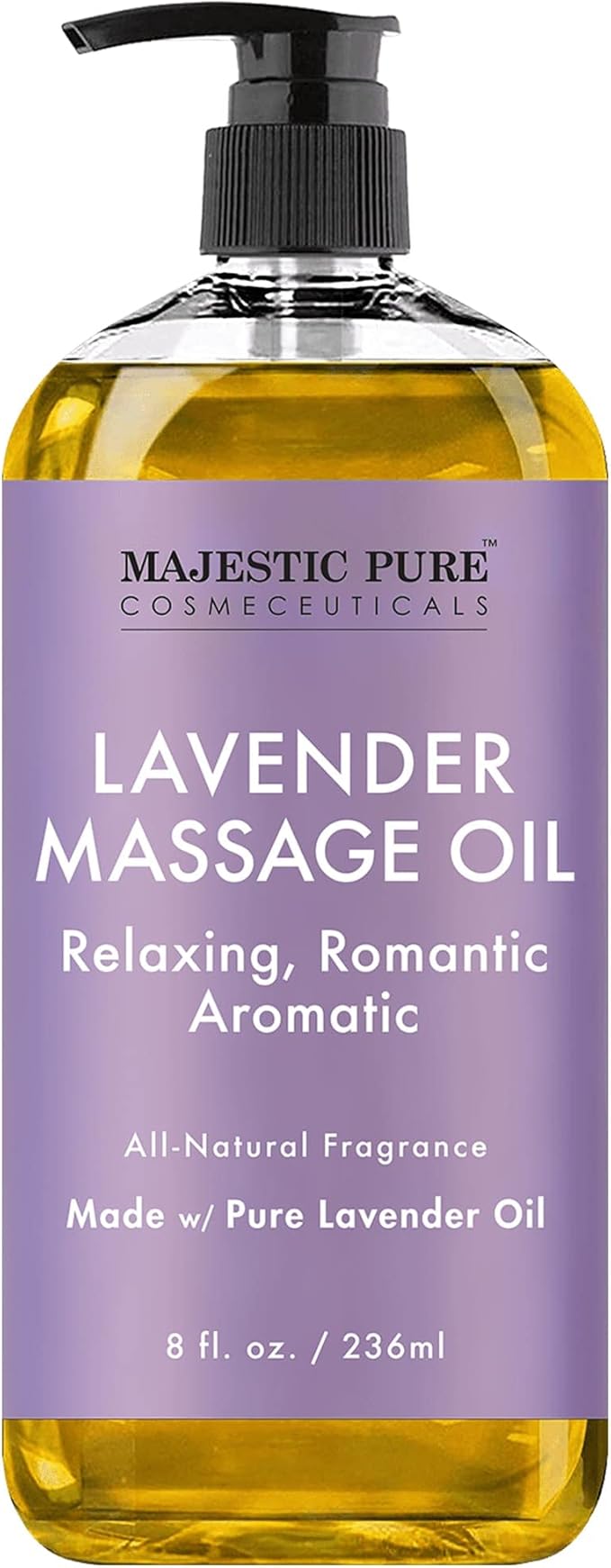 MAJESTIC PURE Lavender Massage Oil for Massage Therapy - Refreshing, and Relaxing - Natural Oils with Lavender Essential Oil - for All Skin Types - Men and Women - 8 fl oz