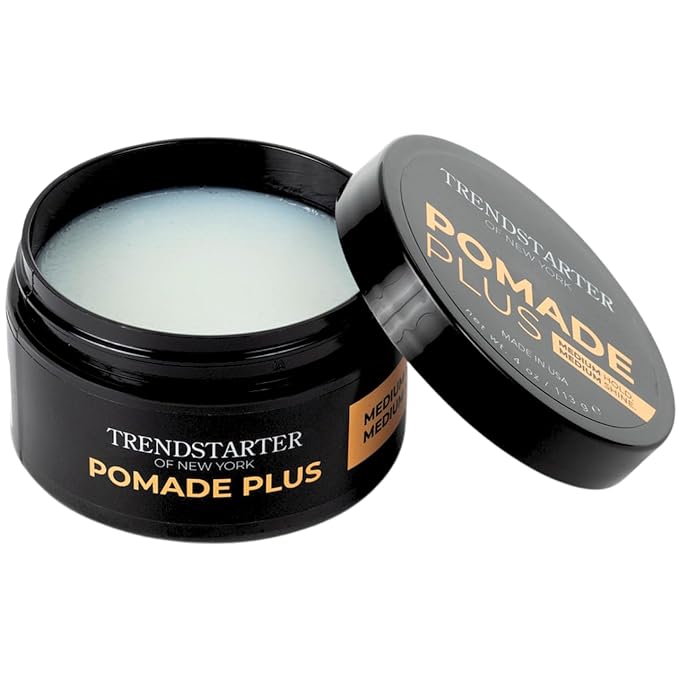 TRENDSTARTER Pomade Plus, 4 oz - Medium Hold and Shine, Premium Flake-Free Water-Based Hair Styling Gel for All Hair Types - Pack of 2 - Includes Argan Oil, Made in USA
