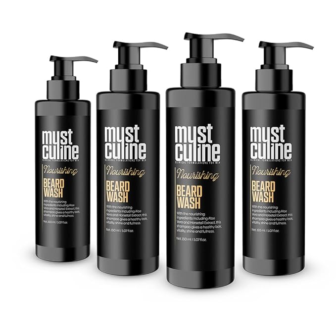 Beard Wash Shampoo, Tea Tree Oil & Argan Oil Anti-Dandruff, Anti-Itching Shampoo for Men (4 Package)