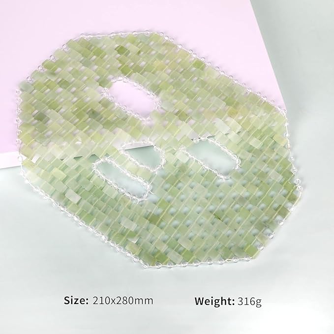 Jade Mask,100% Natural Stone Jade Sleep Mask Skincare Massage Tools for Puffy Eyes Dark Circles