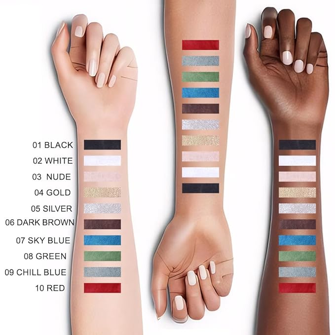 evpct 1Pcs Silver Color Gel Glitter Eyeliner Pencils Set for Women Waterline Waterproof Smudge Proof lapiz de ojos delineador de ojos contra el agua Eye Liner Makeup,05# Silver