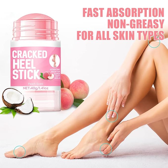 2Pcs Peach Scented and Honey Anti-Cracking Foot Cream Set,Natural Hydrating Heel Stick Balm,Deeply Moisturize Soften,Repair,Smoothens Dry Cracked Skin,Feet Care for Women and Men