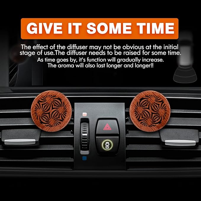 Essential Oil Car Diffuser, 2 PCS Car Aromatherapy Wood Diffuser with Vent Clip