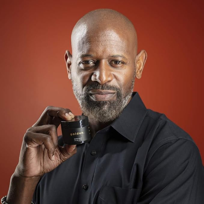 Golden Grooming Co. Beard Balm for Men - Strengthens & Softens Beards and Mustaches - Adds Shine & Tames Flyaway Hair, Beard Styling Balm with Argan Oil - Peppermint Scent - 2 Ounce