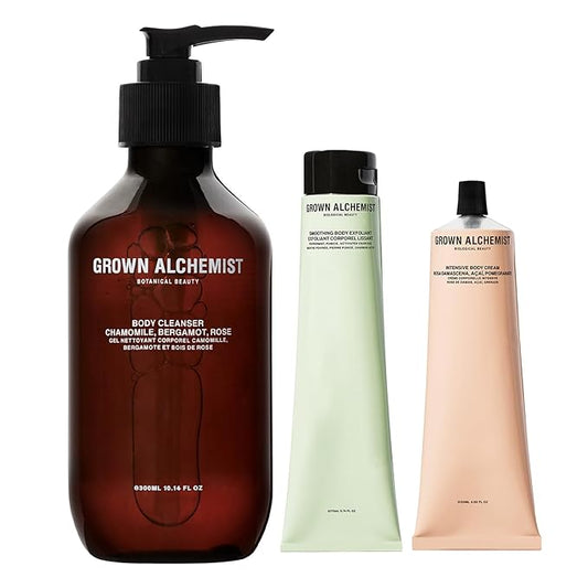 Grown Alchemist Body Cleanser (300ml) + Smoothing Body Exfoliant (170ml) + Intensive Body Cream (120ml) Skincare Set