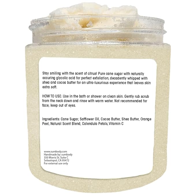USA Citrus Shea Sugar Body Scrub Vitamin C (9oz) Moisturizing Exfoliating Body Foot Hand Scrub Hydrating Nourishing Bath Essential Scrubs Women Teens Gift Self Care Vegan
