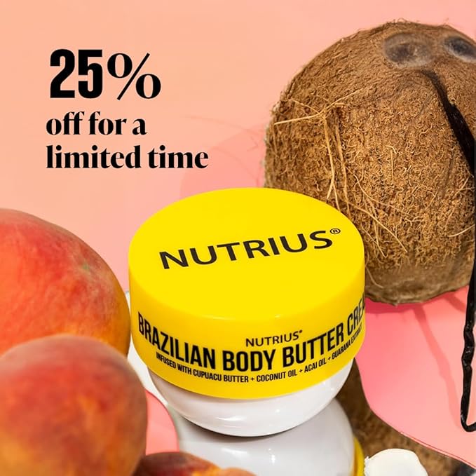 Nutrius Brazilian Body Butter Cream, 6 FL OZ