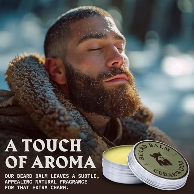 Striking Viking Beard Balm for Men – Light Hold, Cedar, 2 Oz - Leave-in Beard Conditioner with Shea Butter, Tea Tree, Argan & Jojoba Oils - Smooth, Shape, Moisturize & Soften Coarse, Dry Facial Hair