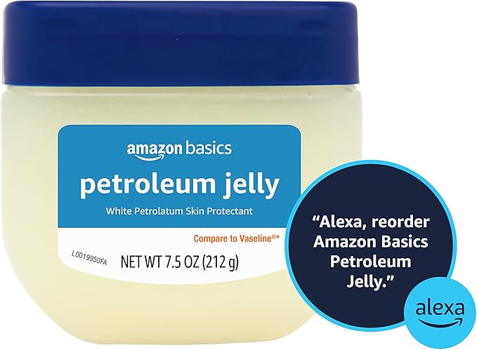 Amazon Basics Petroleum Jelly White Petrolatum Skin Protectant, Unscented, 7.5 oz, 1-Pack, (Previously Solimo)