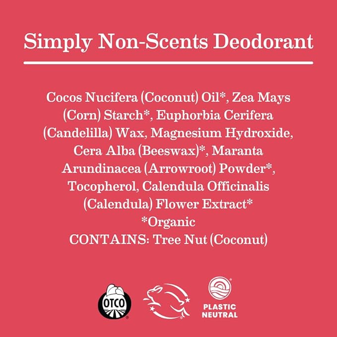 Earth Mama Simply Non-Scents Deodorant | Fragrance-free + Safe for Sensitive Skin, Pregnancy and Breastfeeding, Contains Organic Calendula and Coconut Oil, No Baking Soda or Aluminum, 2.65-Ounce