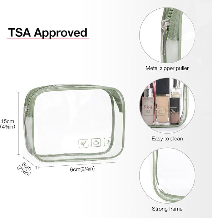 BAGSMART Toiletry Bag Hanging Travel Makeup Organizer with TSA Approved Transparent Cosmetic Bag Makeup Bag for Full Sized Toiletries, Large-Green