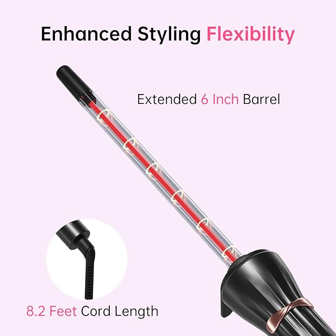 3/8 Inch Small Wand Curling Iron with 9 Temps, 9mm Mini Hair Curler with LCD Display, Fast Heat Up & Anti-Scald Design, Suitable for Short/Long Hair
