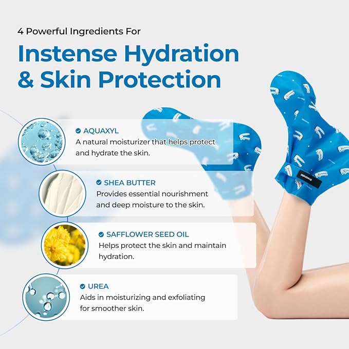 Crocodile Moisture Foot Mask – Deep Hydration & Odor Control, 10 Pairs (0.68 fl.oz. per Pair, 0.34 fl.oz. x 2ea)