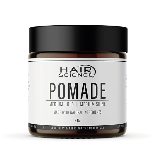 Hair Science - Premium, Organic, Water Based Pomade for Men & Women, Medium Hold, Professional Barber Formulation, Perfect for Curly, Wavy, & Short Hair Styling, Eucalyptus Scent, Travel Size (2 Oz)