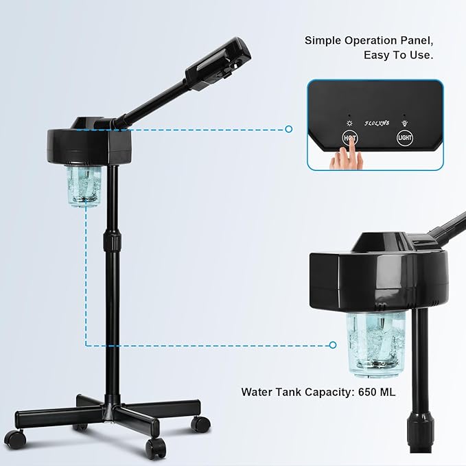 Professional Facial Steamer, Face Steamer with Hot Mist, Esthetician Facial Steamer Salon Spa Beauty Skin Care Equipment