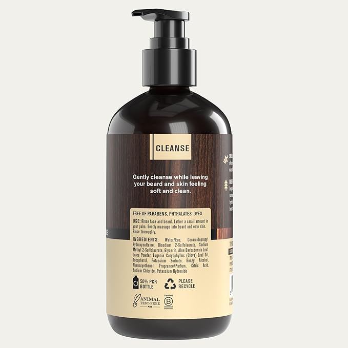 Every Man Jack Beard + Face Wash - Vanilla & Cedar Fragrance - Cleans & Softens Your Beard and Skin - Naturally Derived w/Aloe and Glycerin- 6.7 fl oz - 2 Pack