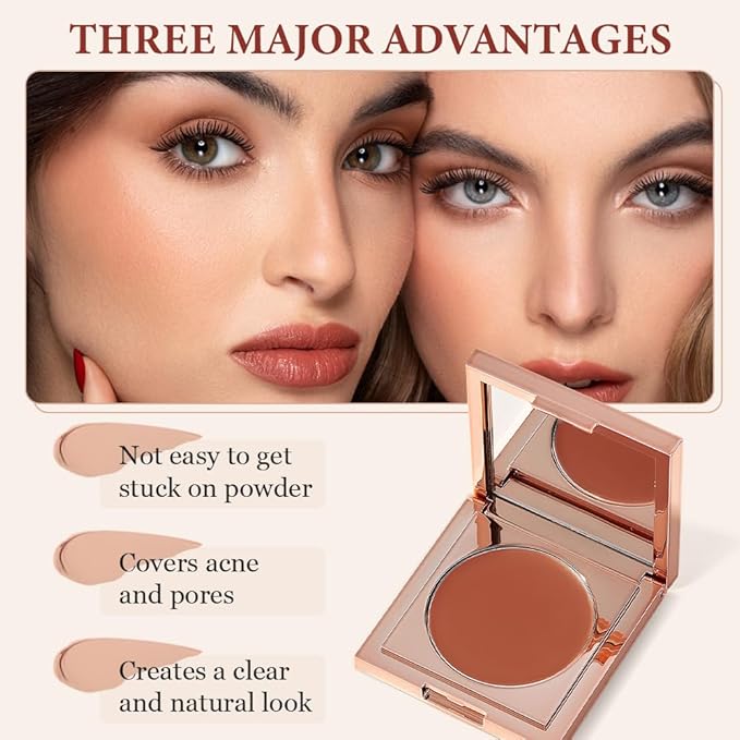 Colored CC Undereye Corrector, Eye Concealer Undereye Color Corrector for Dark Circles, Clay Neutralizing Makeup Under Eye Hydrating Concealer with Brush (Light-Medium Peach, Small)