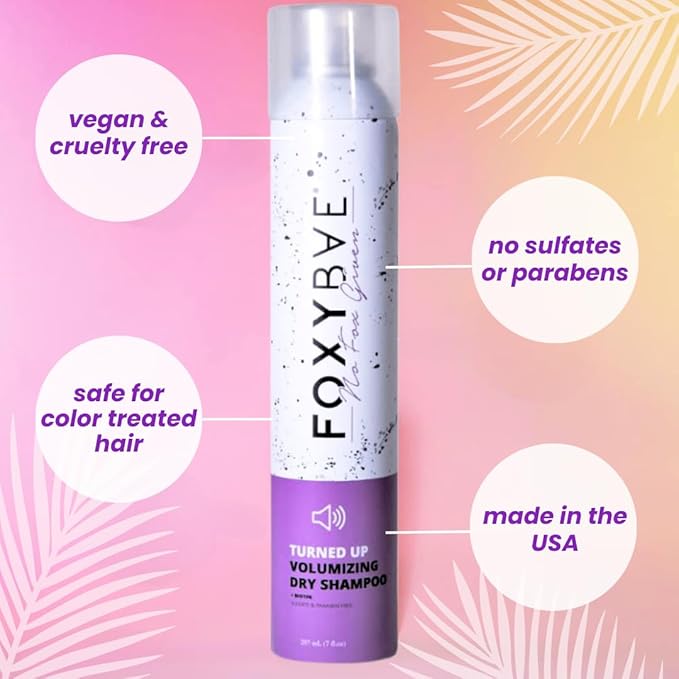 FoxyBae Turned Up Dry Shampoo Spray - Dry Shampoo for Women with Biotin for Hair Growth - Volumizing, Refreshing & Non-Toxic - 7 Fl Oz