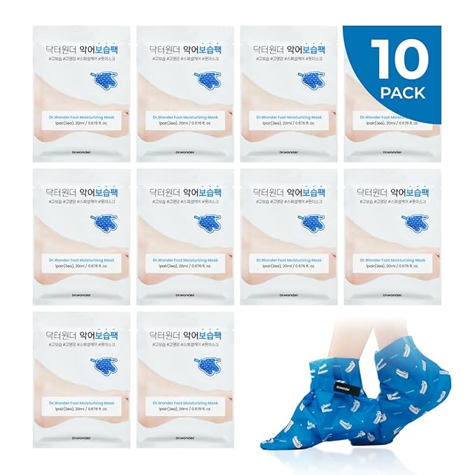 Crocodile Moisture Foot Mask – Deep Hydration & Odor Control, 10 Pairs (0.68 fl.oz. per Pair, 0.34 fl.oz. x 2ea)