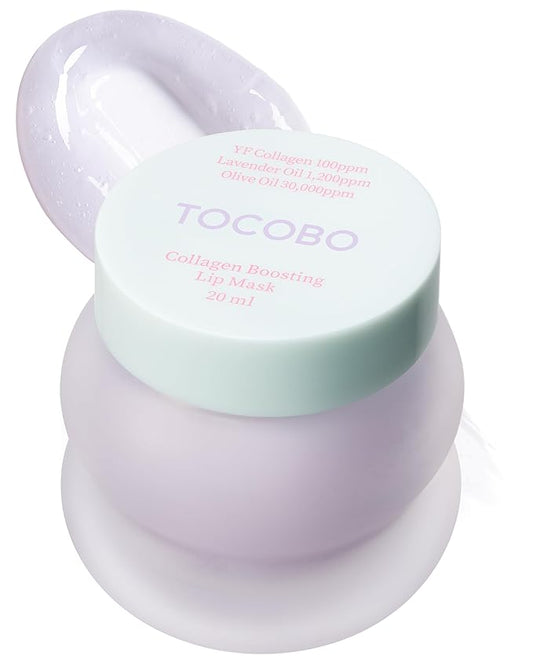 TOCOBO Collagen Boosting Lip Mask – Korean Overnight Lip Plumper Treatment with Fermented Collagen, Olive Oil & Lavender – Hydrating, Plumping, Exfoliating Balm for Smooth, Elastic Lips, 0.5 oz.