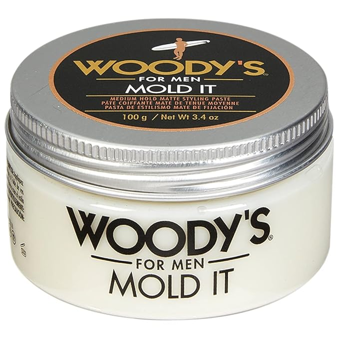 Woody's Mold It Matte Hair Paste for Men - Medium Hold, Matte Finish Styling Clay Pomade For Men Alternative, Adds Texture & Volume, 3.4 oz