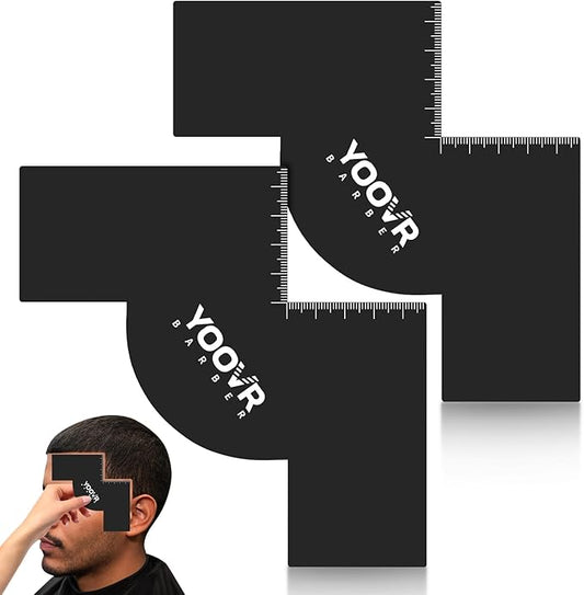 2PCS Barber Accessories for Haircut & Beard Lineup, Enhancement Card for Barbers & Beginners, Essential Shaping Tool for Beard Trimmer Hair Clipper Hair Fiber Enhancements Barber Spray, M-shaped