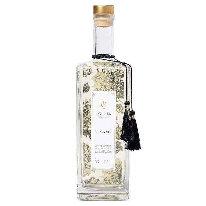 Lollia Elegance Bubble Bath, White Amber and Mirabelle, 24.8 oz Bubble Bath for Women, Bubbling Skin Care, Luxury Beauty for Body, at Home Spa Experience