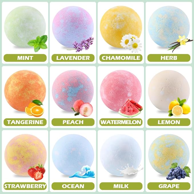 JOICEE Bath Bombs for Kids with Surprise Inside, 12 Pack Organic Natural Bath Bombs with Jungle Animal Toys Mini Model Trees Stones for Boys Girls Birthday Christmas Gift Set