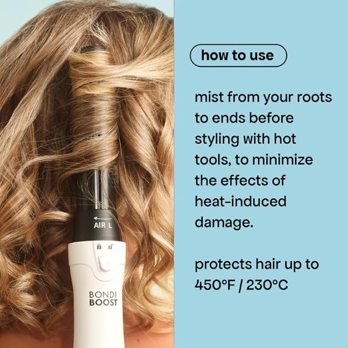 BONDIBOOST Heat Protectant Spray [4.23 fl oz], Heat Protection Spray for Hair Styling + Lightweight Mist to Prevent Heat Damage for Hair & Improve Split Ends, Sulfate/Paraben Free for Women & Men