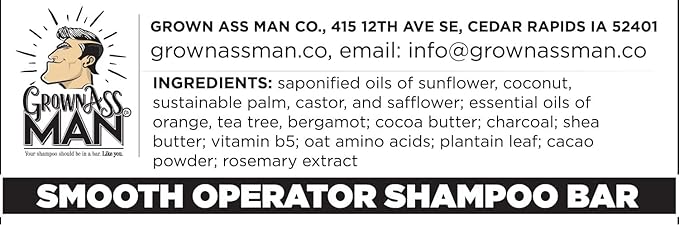 Solid Shampoo Bar Rich Lather 3 in 1: Hair, Beard & Body Wash - Plastic Free & Eco-Friendly, Natural & Organic Clean for All Hair Types, 4oz Bar (Smooth Operator, 3-Pack)