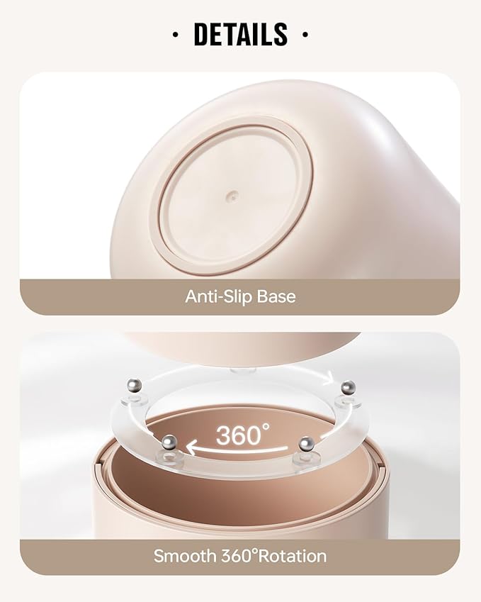 EACHY Makeup Brush Holder 360° Rotating with Dustproof Lid, Waterproof Material, 7 Compartments for Organized Storage, Stylish and Durable Design for Vanity (Pink)