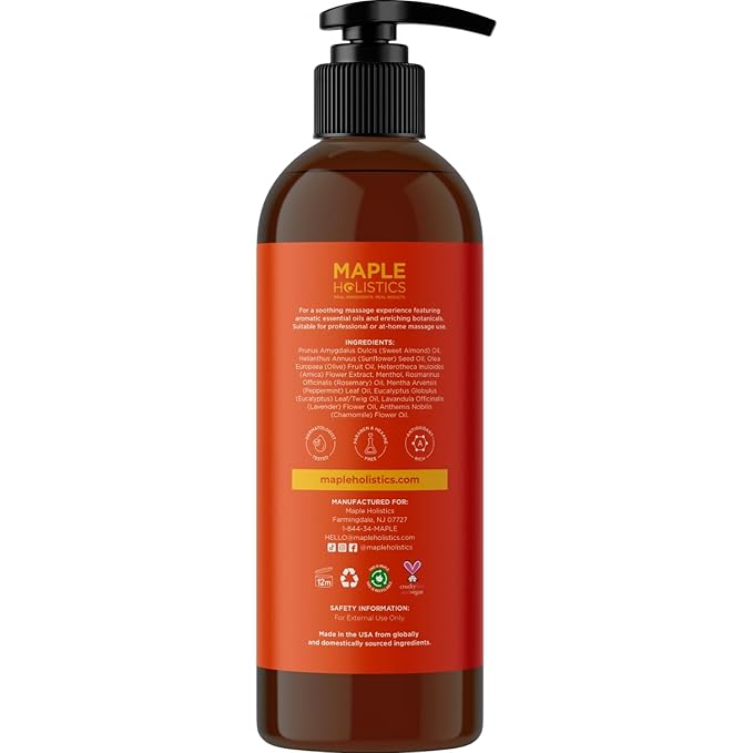 Arnica Massage Oil for Muscle Relaxing - Comforting Sore Muscle Massage Oil for Full Body Relief with Soothing Chamomile Lavender Peppermint & Rosemary Essential Oils - Vegan & Non GMO (8 Fl Oz)