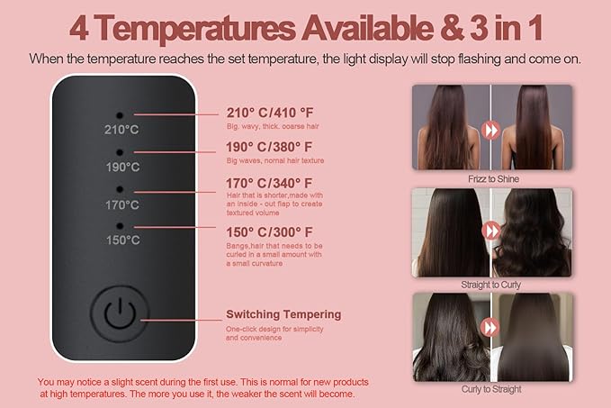 Cordless Hair Curling Iron Brush, Mini Travel Hot Straightener Comb, 3-in-1 Portable Wave Curling Wand, 1.5″ Ionic Heated Brush, USB Rechargeable Hair Curler, Black – No Automatic Rotation