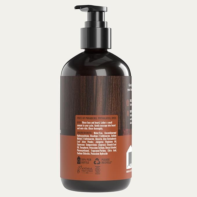 Every Man Jack Beard + Face Wash - Subtle Aged Bourbon Fragrance - Cleans and Helps Condition and Soften Your Beard and Skin Underneath - Naturally Derived with Aloe and Glycerin- 6.7 fl oz (2 Pack)