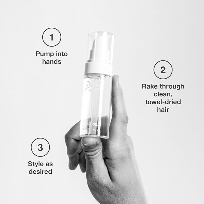 Jeff’s Barbershop Hair Oil for Men & Women, Fresh Scent - Nourishing Serum Repairs & Restores Shine to Dry, Damaged, Frizzy Hair - Heat Protectant from Styling Tools (2.2 fl oz)