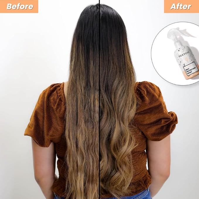 FoxyBae Heat Protectant Spray - Thermal Hair Styling Mist for Curling Iron & Blow Dryer - Prevents Frizz, Damage & Breakage, 8oz