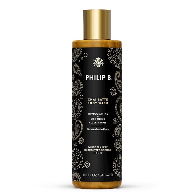 PHILIP B Chai Latte Body Wash 11.5 Fl Oz (340mL) - Invigorating + Soothing, Formulated with White Tea Leaf, Hydrolyzed Soymilk & Honey, for All Skin Types