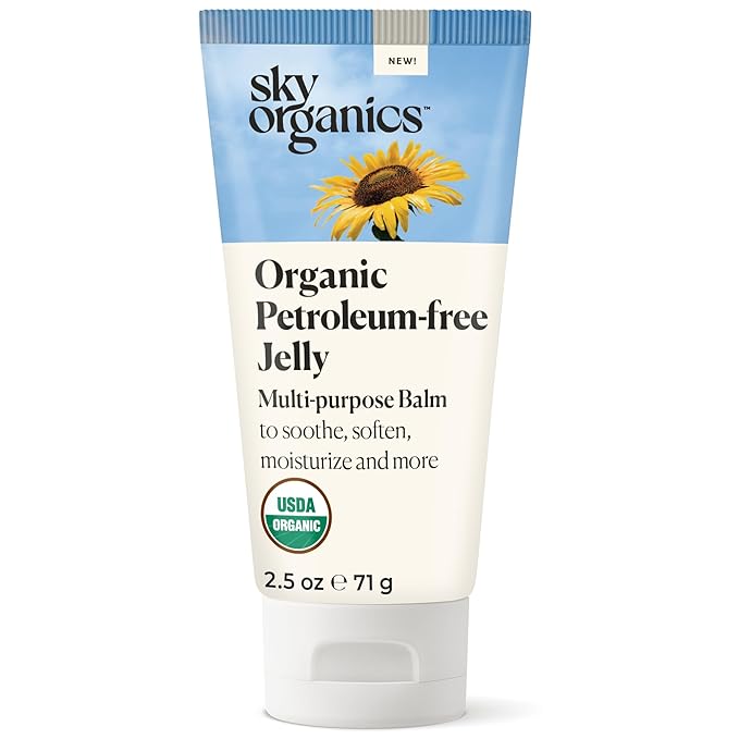 Sky Organics Organic Petroleum-free Jelly, Multi-Purpose Skin Care Balm with Organic Shea Butter, Coconut Oil, Olive Oil & Vitamin E, Moisturizing Lip Balm & Moisturizer for Dry Skin, 2.5 Oz w Ebook