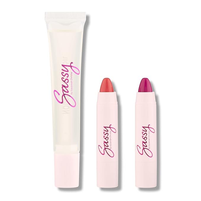 Sassy by Savannah Chrisley Breakup Collection Lip Kit - Contains 2 Balms and Oil to Enhance Your Pout - Nourishing Formulas for Everyday Wear - Luscious and Smoother Results - Heartbreaker - 3 pc