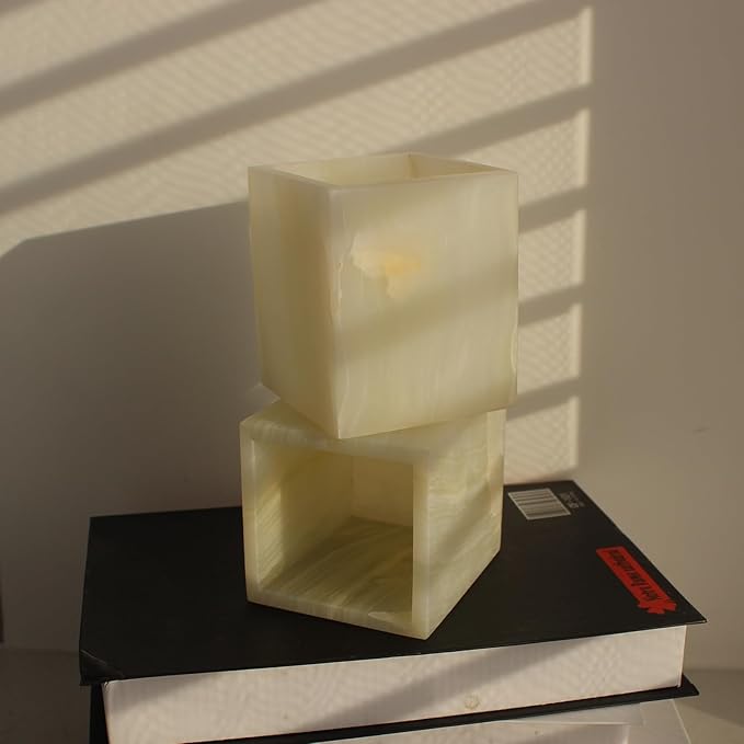 Natural Light Green Onyx Toothbrush Holders for Bathroom, Marble Makeup Brush Holder Countertop Organizer