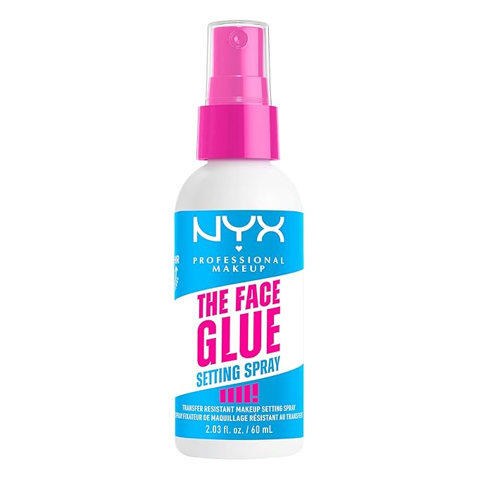 NYX PROFESSIONAL MAKEUP The Face Glue Setting Spray, Transfer-Resistant Waterproof Setting Spray, Up to 24HR Make Up Wear