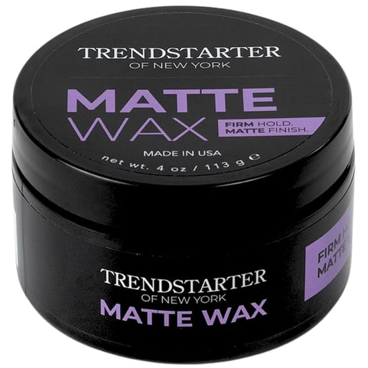 TRENDSTARTER - MATTE WAX (4oz) - Firm Hold - Matte Finish - Premium Water Based All-Day Hold Hair Styling Pomade – Flake-Free Styling Wax for All Hair Types