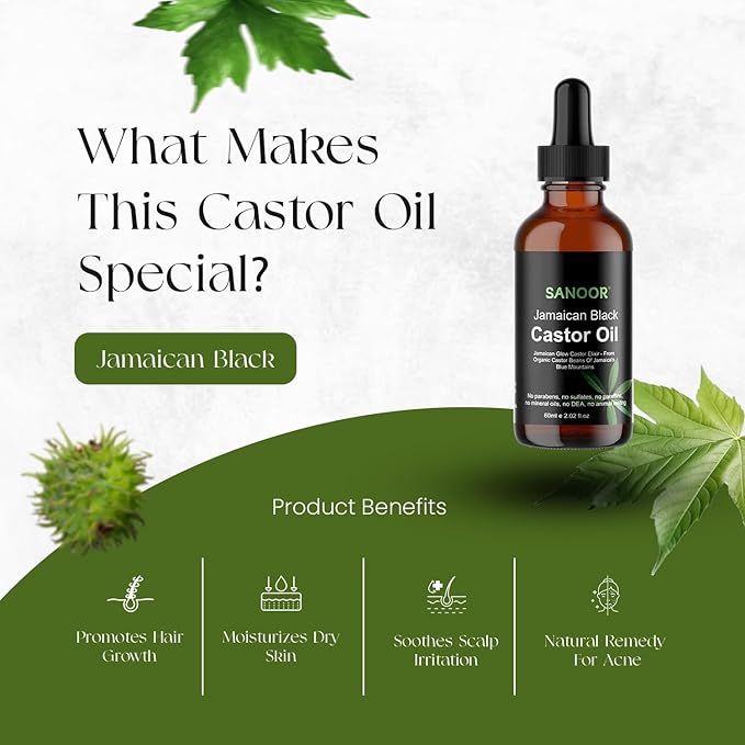 Jamaican Glow Castor Elixir Oil | 100% Pure and Natural - Premium Grade Leave In Oil for Hair Growth, Eyelashes and Eyebrows| Infused with Nutrients Pure Hair Butter | Cold-pressed | 60ml