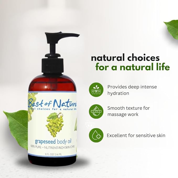 Best of Nature 100% Pure Grapeseed Oil - Unscented, Lightweight, Non-Greasy Moisturizer for Hair, Skin, Face & Aromatherapy, Carrier Oil for Essential Oils, 5 Gallon Pail (640 fl oz)