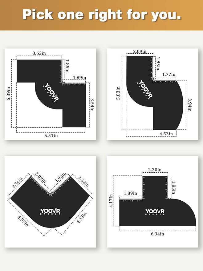 2PCS Barber Accessories for Haircut & Beard Lineup, Enhancement Card for Barbers & Beginners, Essential Shaping Tool for Beard Trimmer Hair Clipper Hair Fiber Enhancements Barber Spray, M-shaped