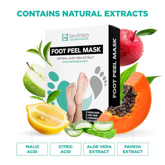 Tea Tree Foot Soak (1 lb) and Foot Peel Mask - Foot Care Kit For Dry Cracked Feet and Heels - Remove Dead Skin and Calluses - Treats Athlete's Foot and Stubborn Foot Odor