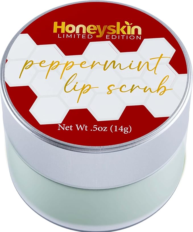 Lip Exfoliator Scrub and Lip Treatment - Gentle Lip Repair for Dry Cracked Lips and Lip Scrubs Exfoliator and Moisturizer - All Naturals Lip Brightening for Dark Lips (Peppermint)