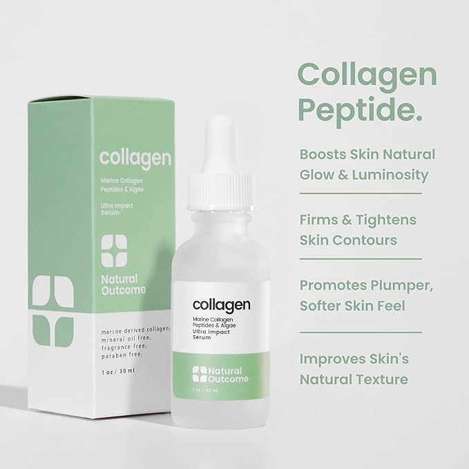 Collagen Peptide Serum for Face, Daily Firming, Lifting and Wrinkle Reducing Facial Serum with Marine Derived Collagen and Hyaluronic Acid 1 oz