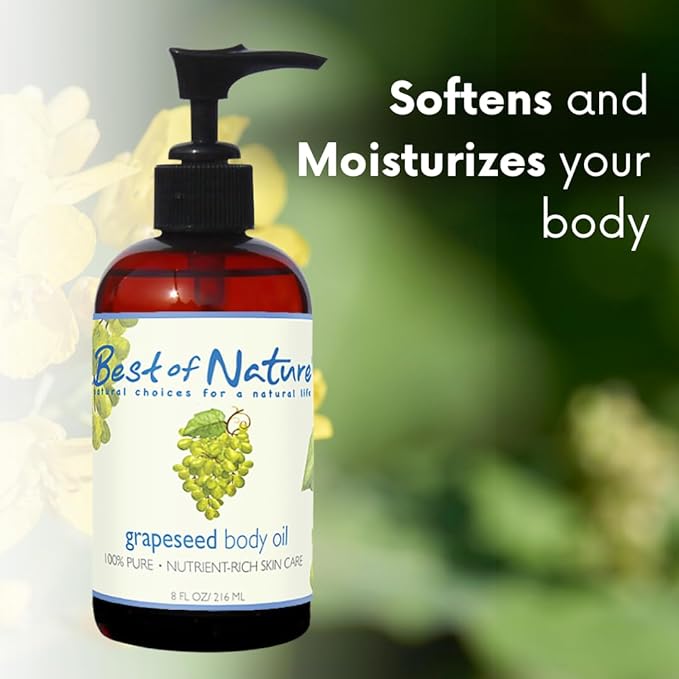 Best of Nature 100% Pure Grapeseed Oil - Unscented, Lightweight, Non-Greasy Moisturizer for Hair, Skin, Face & Aromatherapy, Carrier Oil for Essential Oils, Gallon (128 fl oz)